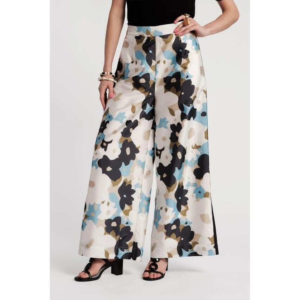 Frances Valentine Palazzo Pant Morning Dew Floral Wide Leg Trousers Size 10 NEW